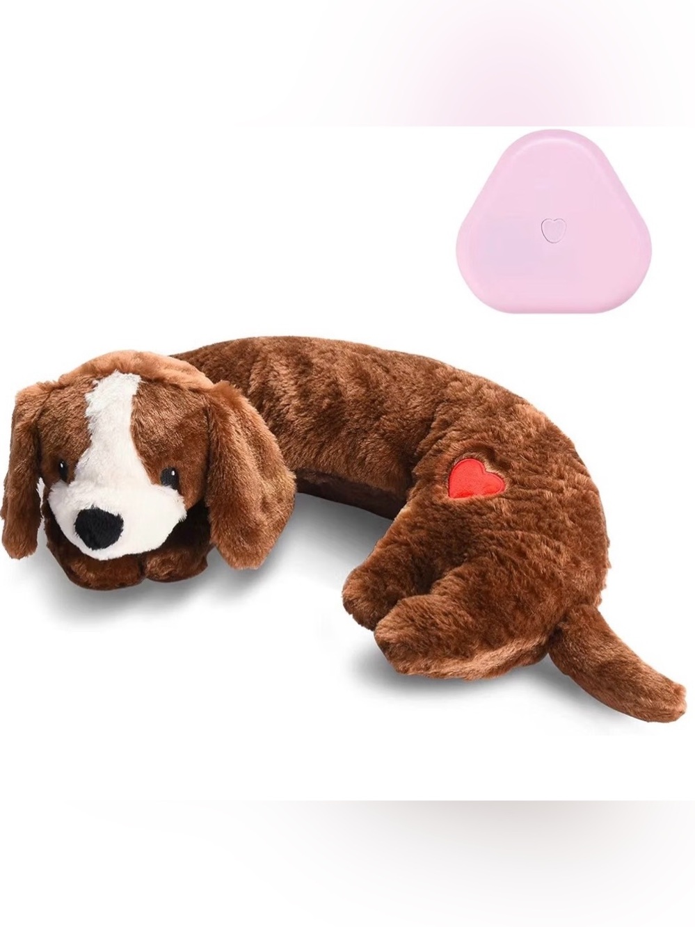 Moropaky Plush Brown Dachshund Dog Pillow with Heart Beat module. BRAND NEW